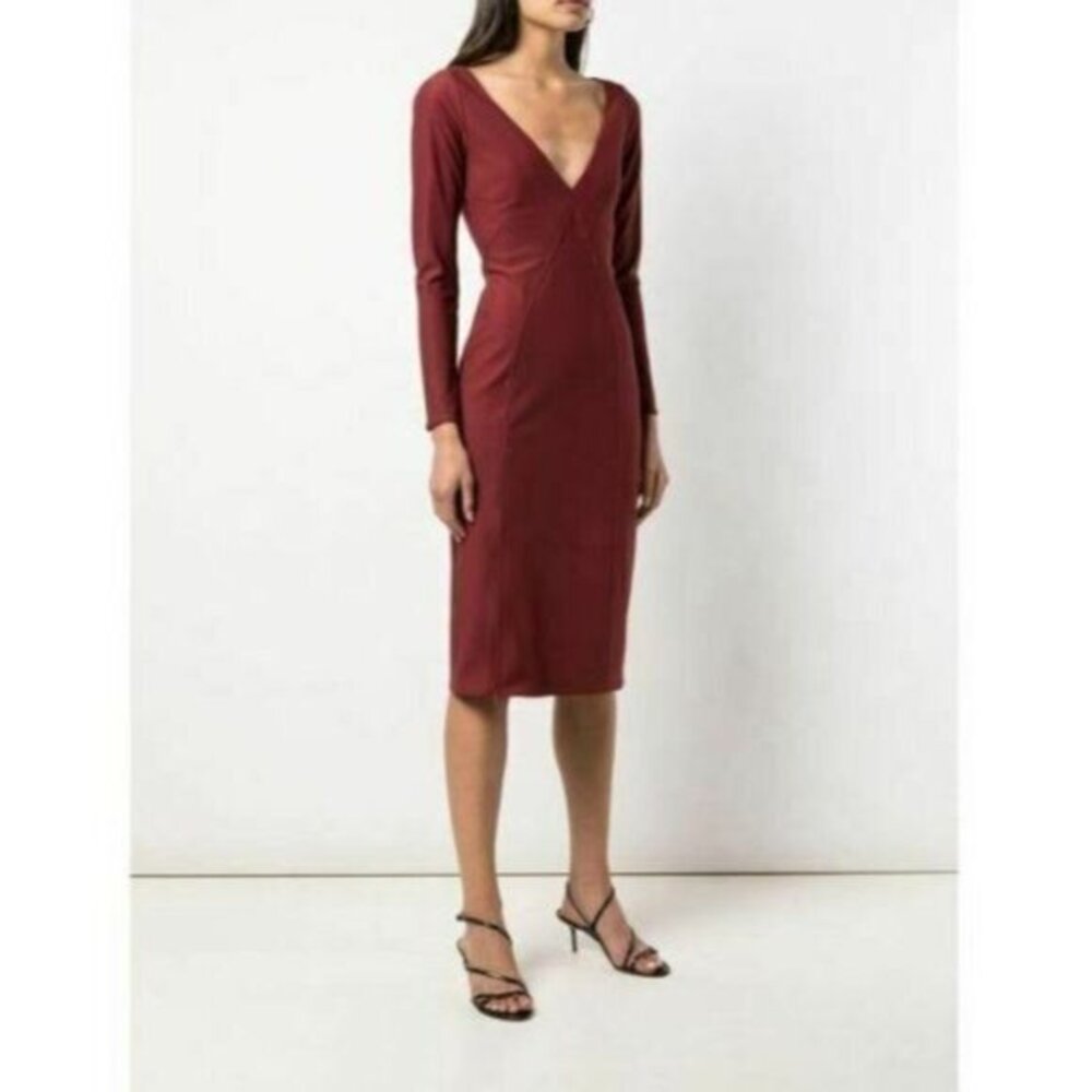 ZAC ZAC POSEN Dress Long Sleeve Andreanne Sheath Red Midi Dress SZ 6 NEW